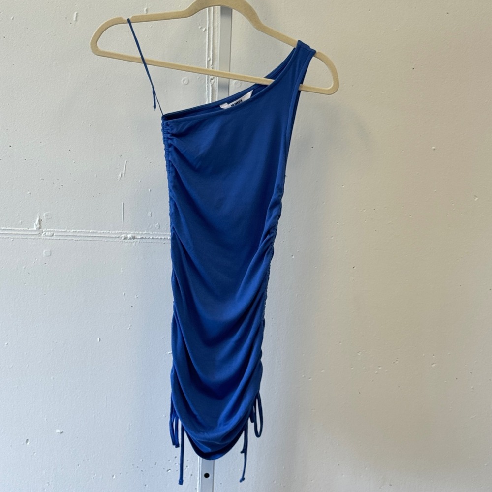 BB Dakota Steve Madden Ruch Into Love One Shoulder Mini Dress Blue XS BM208847
